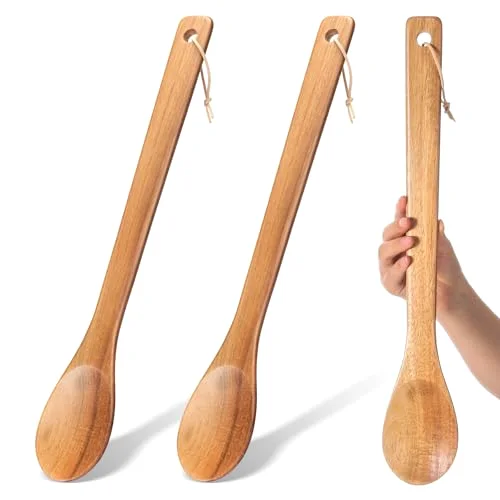 18 Inches Extra Long Wooden Spoons Large Non-stick Kitchen Wooden Spoons Giant Heavy Duty Stir Paddle for Cooking Mixing Stirring Heat Resistant Cooking Tool Chef Mom Gifts (Teak) view 6