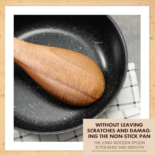 18 Inches Extra Long Wooden Spoons Large Non-stick Kitchen Wooden Spoons Giant Heavy Duty Stir Paddle for Cooking Mixing Stirring Heat Resistant Cooking Tool Chef Mom Gifts (Teak) view 9