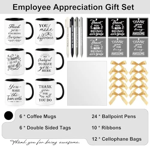 Employee Appreciation Gifts Include Thank You Staff Mug Gift Set Appreciation Mugs Inspirational Pens Tags for Employee Staff Team Group (,Retro) view 4