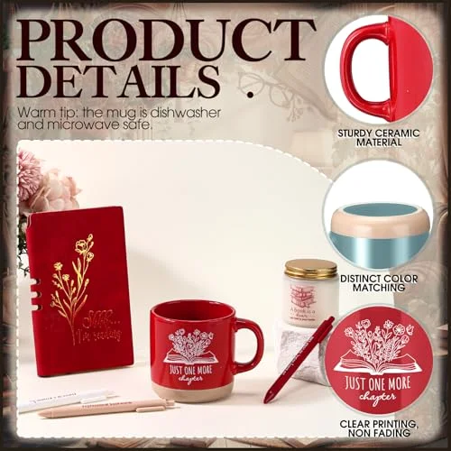 Book Lover Gifts for Women Teacher Men Back to School Accessories for Bookish Reading A6 Notebook Ballpoint Pen Ceramic Cup Candle Book Club Gift for Bookworm Reader Librarian() view 3