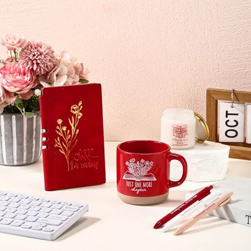 Book Lover Gifts for Women Teacher Men Back to School Accessories for Bookish Reading A6 Notebook Ballpoint Pen Ceramic Cup Candle Book Club Gift for Bookworm Reader Librarian() view 5