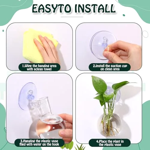 Window Propagation Stations Plastic Wall Hanging Planter with Suction Cups Brush Window Suction Plant Holder Vases Tubes Terrarium for Home Office Decor (Bulb) view 3