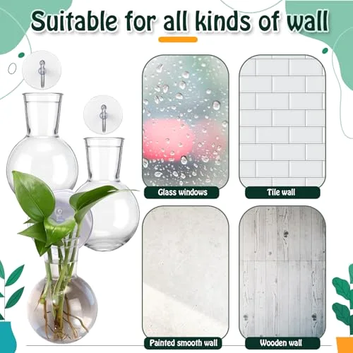 Window Propagation Stations Plastic Wall Hanging Planter with Suction Cups Brush Window Suction Plant Holder Vases Tubes Terrarium for Home Office Decor (Bulb) view 5