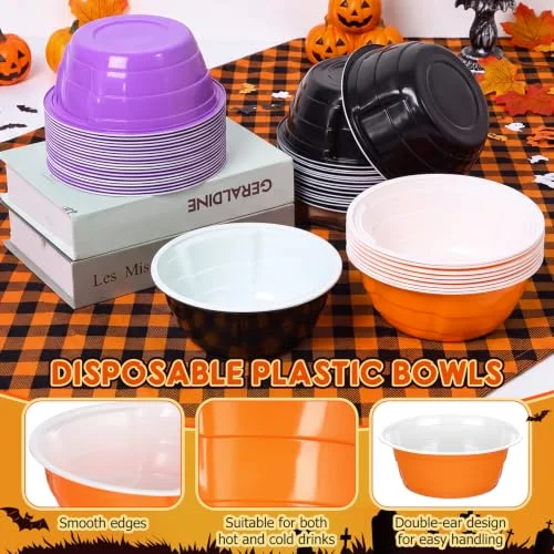 Halloween Party Cup Bowls Disposable Plastic Bowls for Snacks, Salads and Desserts for Birthday, Thanksgiving, Trick or Treat, Holiday Event( and) view 8