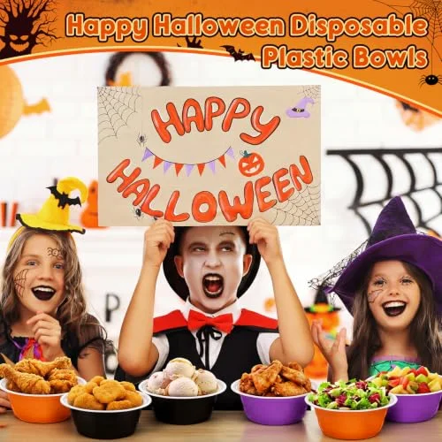 Halloween Party Cup Bowls Disposable Plastic Bowls for Snacks, Salads and Desserts for Birthday, Thanksgiving, Trick or Treat, Holiday Event( and) view 9