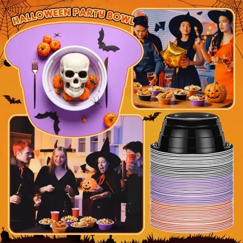 Halloween Party Cup Bowls Disposable Plastic Bowls for Snacks, Salads and Desserts for Birthday, Thanksgiving, Trick or Treat, Holiday Event( and) view 10