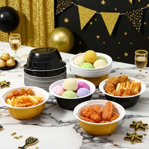 and Party Cup Bowls Disposable Plastic Bowls for Cold and Hot Food, Snacks, Salads and Desserts for Graduation Party Supplies, Birthday, Holiday Event view 4