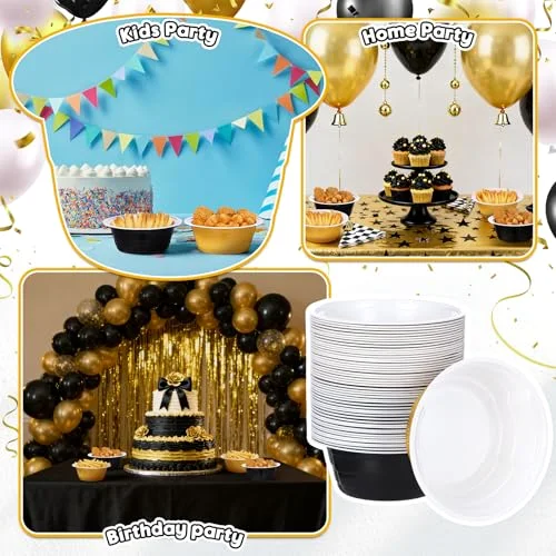 and Party Cup Bowls Disposable Plastic Bowls for Cold and Hot Food, Snacks, Salads and Desserts for Graduation Party Supplies, Birthday, Holiday Event view 5