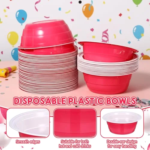 Hot Party Cup Bowls Disposable Plastic Bowls for Cold and Hot Food, Snacks, Salads and Desserts for Graduation Party Supplies, Birthday, Holiday Event view 3