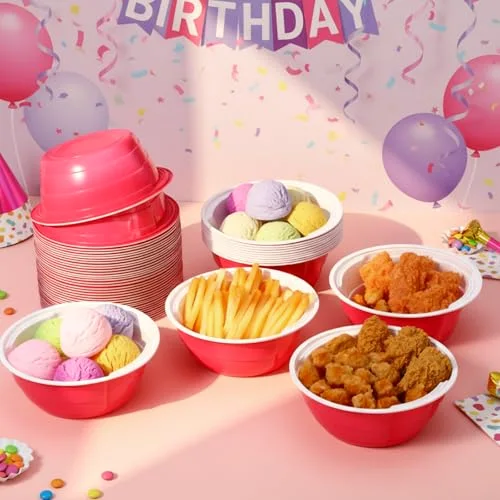 Hot Party Cup Bowls Disposable Plastic Bowls for Cold and Hot Food, Snacks, Salads and Desserts for Graduation Party Supplies, Birthday, Holiday Event view 5
