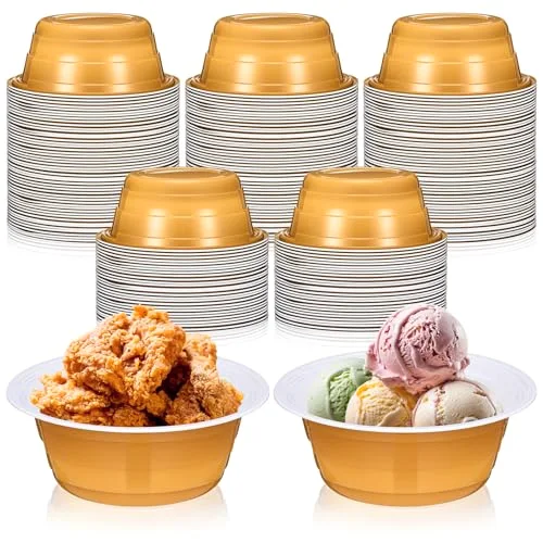Party Cup Bowls Disposable Plastic Bowls for Cold and Hot Food, Snacks, Salads and Desserts for Graduation Party Supplies, Birthday, Holiday Event