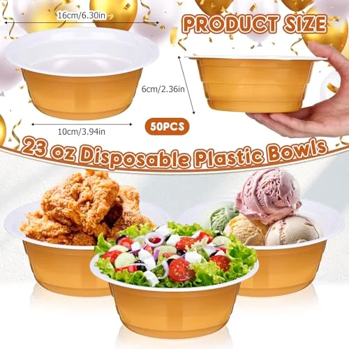 Party Cup Bowls Disposable Plastic Bowls for Cold and Hot Food, Snacks, Salads and Desserts for Graduation Party Supplies, Birthday, Holiday Event view 2