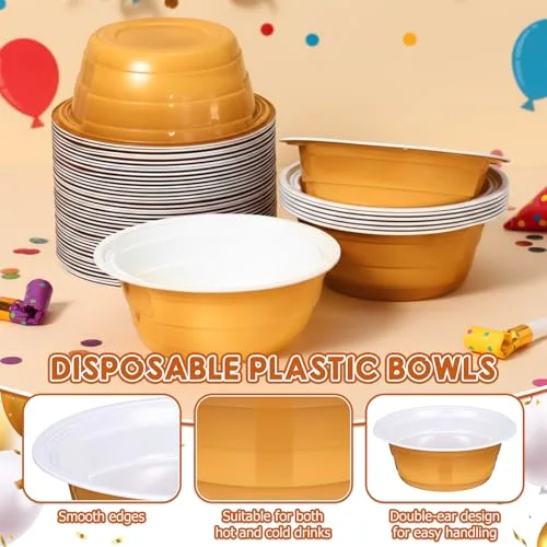 Party Cup Bowls Disposable Plastic Bowls for Cold and Hot Food, Snacks, Salads and Desserts for Graduation Party Supplies, Birthday, Holiday Event view 3