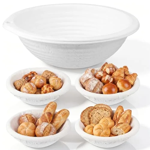 Banneton Bread Proofing Basket Set Wood Pulp Sourdough Proofing Basket Non Stick Sourdough Banneton Bowl and Liners for Bread Baking Supplies(,Oval) view 6