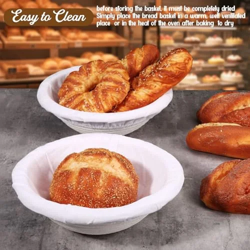 Banneton Bread Proofing Basket Set Wood Pulp Sourdough Proofing Basket Non Stick Sourdough Banneton Bowl and Liners for Bread Baking Supplies(,Oval) view 7