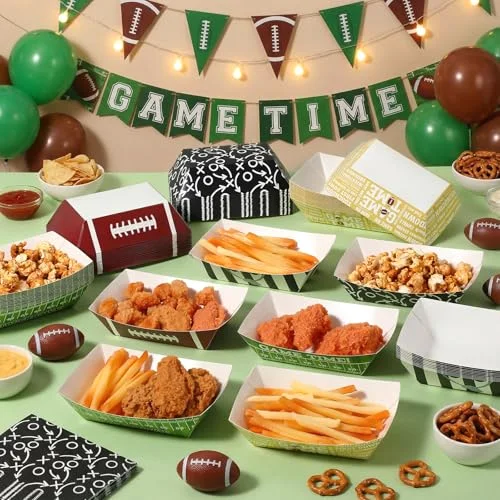 Football Party Favors & Supplies - Paper Food Tray, 2lb Disposable Serving Boats for Football Birthday Party Decor Game Day, Tailgate Parties, Nachos, Hot Dogs and Fries view 4