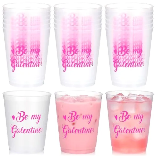 Galentines Day Cups Heart Print Plastic Cups Galentine's Day Party Favors for Ladies Celebration Valentine's Friendship women Party Supplies Decorations