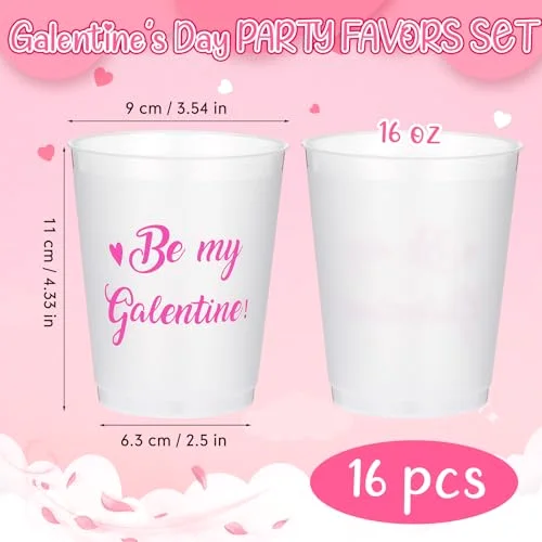 Galentines Day Cups Heart Print Plastic Cups Galentine's Day Party Favors for Ladies Celebration Valentine's Friendship women Party Supplies Decorations view 2