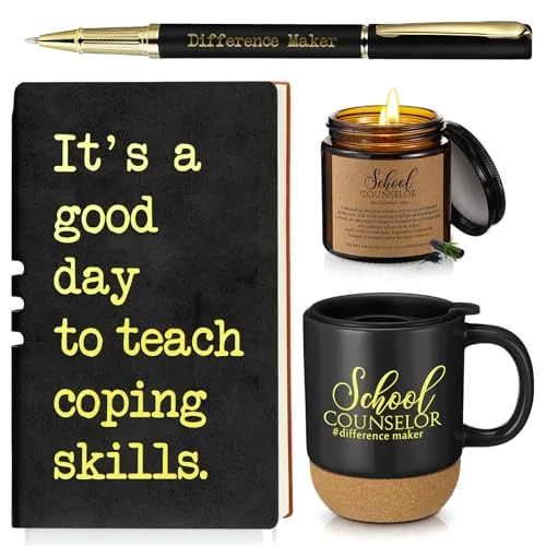 Counselor Appreciation Gifts for Women, Guidance Counselor Gift Set with Ceramic Mug, A6 Notebook, Pen and Scented Candle, Appreciation Thank You Gift, Office Desk Decor