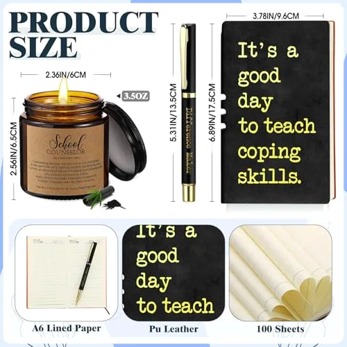 Counselor Appreciation Gifts for Women, Guidance Counselor Gift Set with Ceramic Mug, A6 Notebook, Pen and Scented Candle, Appreciation Thank You Gift, Office Desk Decor view 3