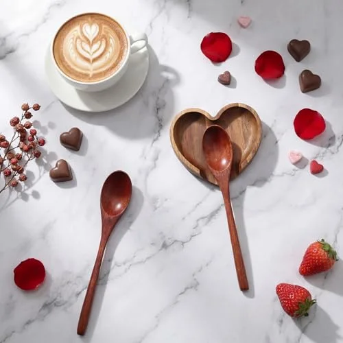 Heart Shaped Spoon Rest Acacia Wooden Spoon Rest Holder for Kitchen Counter Stove Top Utensils Gifts Women Mom Wedding Party view 2