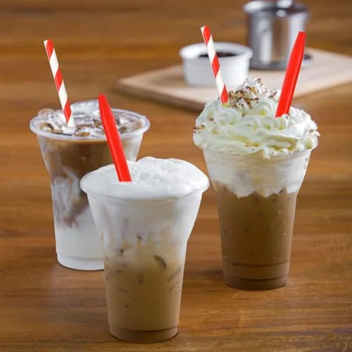 Plastic Parfait Cups with Plastic Soda Spoons and Paper Straws Disposable Root Beer Float Cups Milkshake Mugs for Ice Cream Sundae Yogurt Party Drinks () view 7