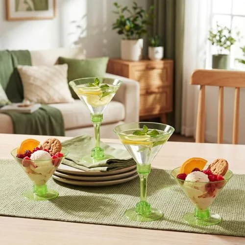 Martini Glasses Plastic 2-in-1 Disposable Cocktail & Dessert Cups, Detachable Unbreakable Glassware for Spring Party, Wedding, Birthday, Bar, Garden, Outdoor view 5