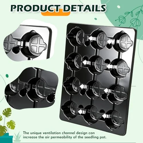 Seedling Pots and 12 Cell Reusable Plastic Nursery Pots Trays Thick Sturdy Seeds Starting Germination Carrying Trays Small Planter Nursery Propagation() view 3