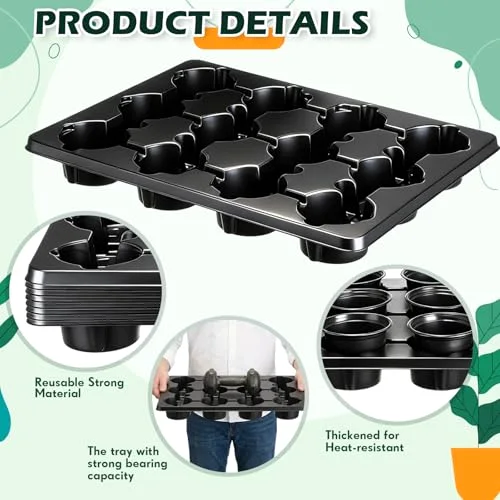 Seedling Pots and 12 Cell Reusable Plastic Nursery Pots Trays Thick Sturdy Seeds Starting Germination Carrying Trays Small Planter Nursery Propagation() view 5