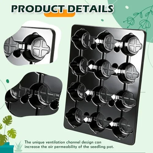 Seedling Pots and 12 Cell Reusable Plastic Nursery Pots Trays Thick Sturdy Seeds Starting Germination Carrying Trays Small Planter Nursery Propagation() view 8