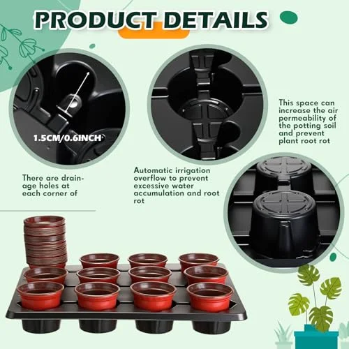 Seedling Pots and 12 Cell Reusable Plastic Nursery Pots Trays Thick Sturdy Seeds Starting Germination Carrying Trays Small Planter Nursery Propagation() view 9