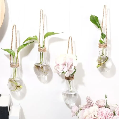 Hanging Plant Propagation Stations Plastic Propagation Vases with Hooks and Cleaning Brush Window Wall Jars for Home, Office, Bathroom Decor, Gift for Plant Lovers view 8