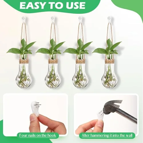 Hanging Plant Propagation Stations Plastic Propagation Vases with Hooks and Cleaning Brush Window Wall Jars for Home, Office, Bathroom Decor, Gift for Plant Lovers view 10