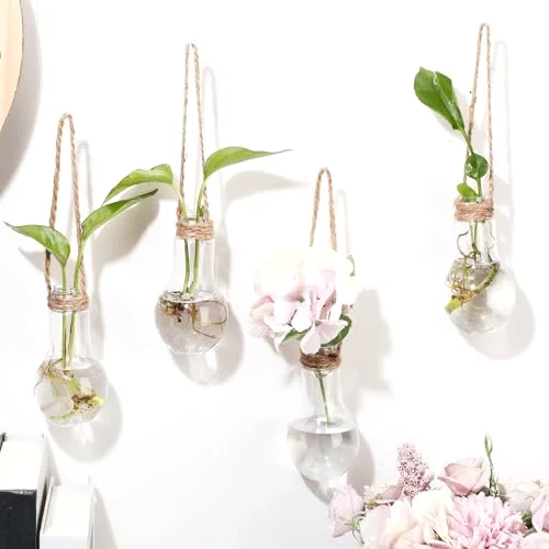 Hanging Plant Propagation Stations Plastic Propagation Vases with Hooks and Cleaning Brush Window Wall Jars for Home, Office, Bathroom Decor, Gift for Plant Lovers view 3