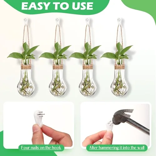 Hanging Plant Propagation Stations Plastic Propagation Vases with Hooks and Cleaning Brush Window Wall Jars for Home, Office, Bathroom Decor, Gift for Plant Lovers view 5