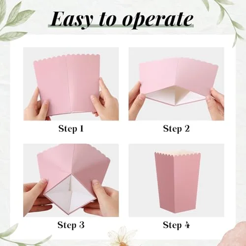 Popcorn Boxes and Treat Bag Set Bulk Wedding Popcorn Containers 6.7' Open Top Paper Popcorns Bag with Treat Candy Bags & Packing String for Party Movie (Gradient) view 3