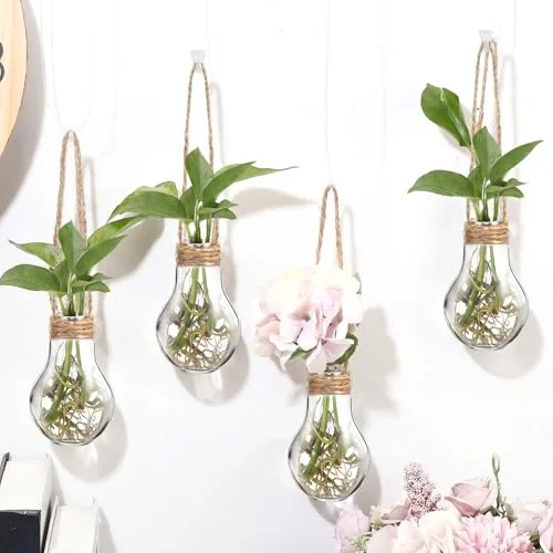 3.15" Plastic Window Propagation Stations Hanging Propagation Vases Plant Test Tubes with Suction Cup & Traceless Nail & Brush Wall Jars for Office Home Garden Decor Lover Gift view 3