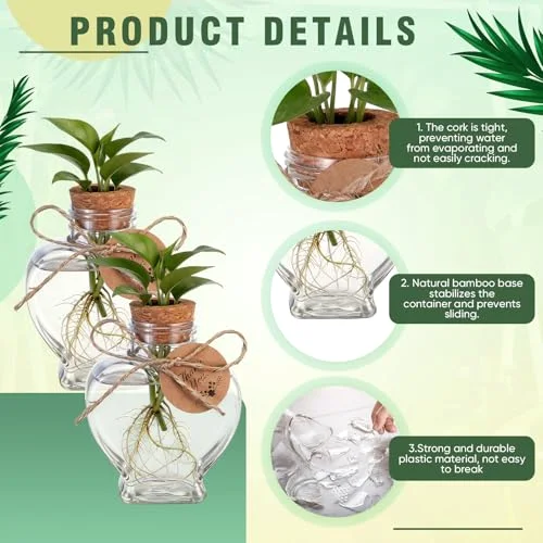 3.74'' Plastic Plant Propagation Stations with Hole Lid Planter Vase Propagation Jars with Thank You Tags for Plant Lover Gifts for Women Office Home Garden view 4