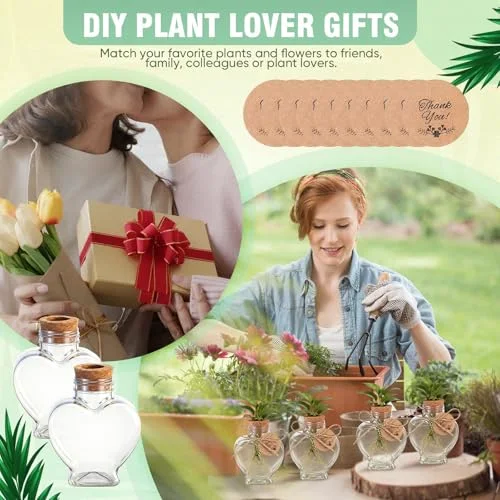 3.74'' Plastic Plant Propagation Stations with Hole Lid Planter Vase Propagation Jars with Thank You Tags for Plant Lover Gifts for Women Office Home Garden view 5