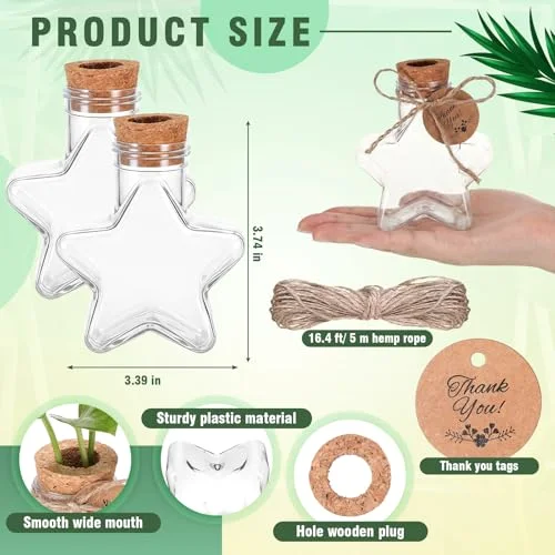 3.74'' Plastic Plant Propagation Stations with Hole Lid Planter Vase Propagation Jars with Thank You Tags for Plant Lover Gifts for Women Office Home Garden view 7