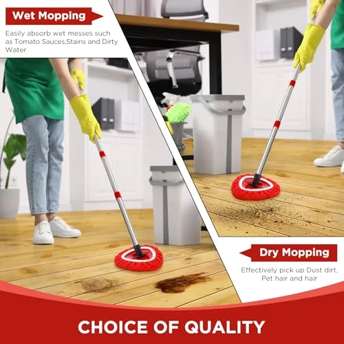 Mop Heads Replacements Compatible with 1 Tank System Duster Replacement Heads Spin Mop Refill Pads Reusable Dust Refills for Floor Cleaning () view 9