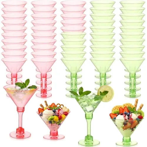 Plastic Martini Glasses Hot Disposable Cocktail Glasses Unbreakable Mini Dessert Parfait Cups for A Tini Bit Older Party, Birthday, Weddings, Bar Events