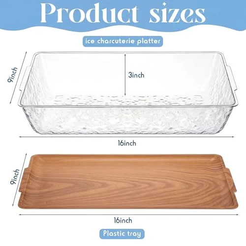 16" x 9" Plastic Chilled Serving Tray for Parties view 7