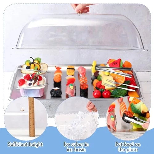 16" x 9" Chilled Serving Tray for Parties with Compartments and Lid Charcuterie Serving Board Ice Rectangle Chilled Party Platter for Seafood Vegetable Fruit Shrimp Cocktail () view 3