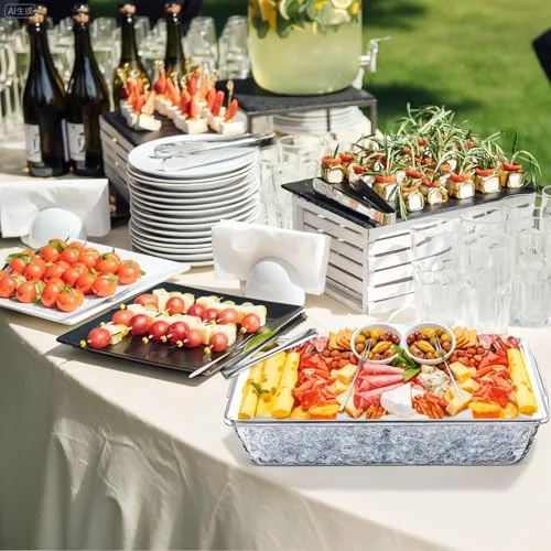 16" x 9" Chilled Serving Tray for Parties with Compartments and Lid Charcuterie Serving Board Ice Rectangle Chilled Party Platter for Seafood Vegetable Fruit Shrimp Cocktail () view 5