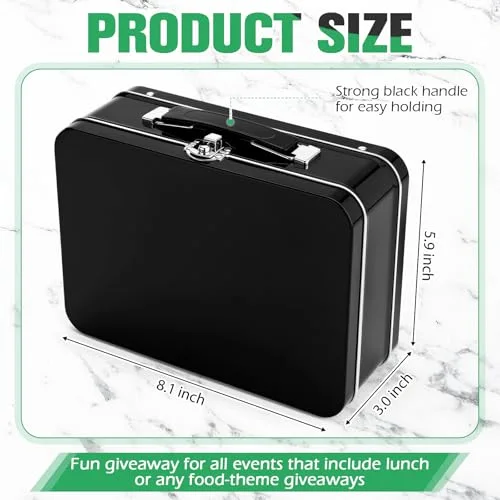 Metal Lunch Box Tin Lunch Box 8.1 x 5.9 x 3 Inches with Hinged Lids DIY Vintage Pale Mini Boxes for Men Women Adults Men () view 2