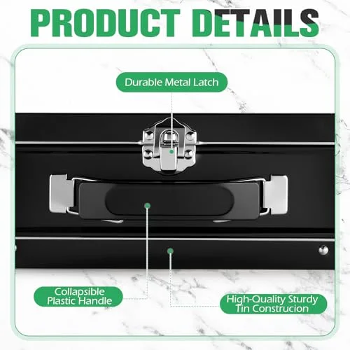 Metal Lunch Box Tin Lunch Box 8.1 x 5.9 x 3 Inches with Hinged Lids DIY Vintage Pale Mini Boxes for Men Women Adults Men () view 4