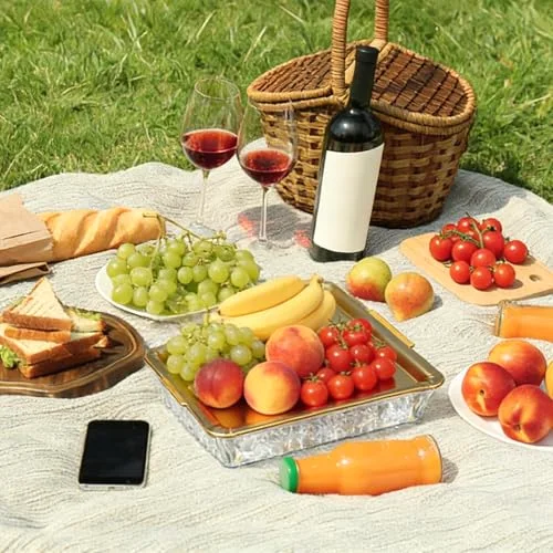 Chilled Serving Tray for Christmas Parties Ice Chilled Party Platter Charcuterie Serving Board Cold Dish Dip with Forks Tongs for Fruit Seafood Vegetable Appetizer (11.81") view 3