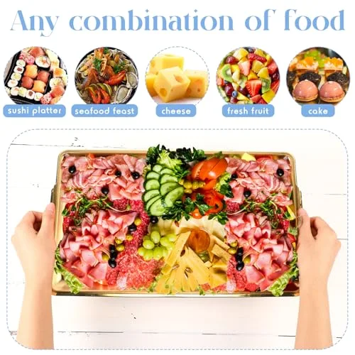 16" x 9'' Chilled Serving Tray for Parties with Compartments Rectangle Serving Dish Ice Charcuterie Party Platter for Shrimp Fruit Seafood Vegetable Appetizer () view 4