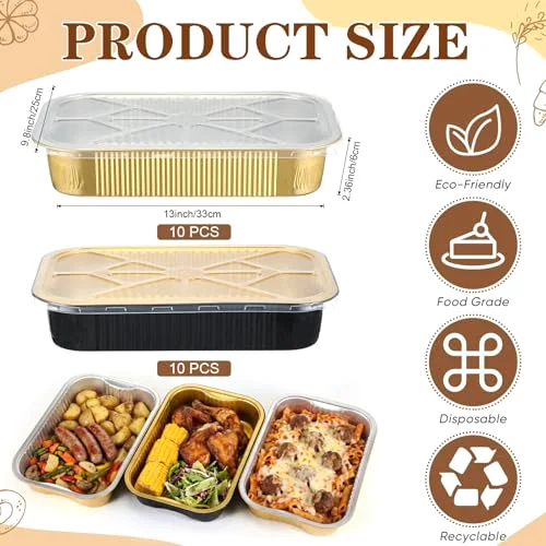 Heavy Duty Aluminum Foil Pans with Lids 9x13 view 7